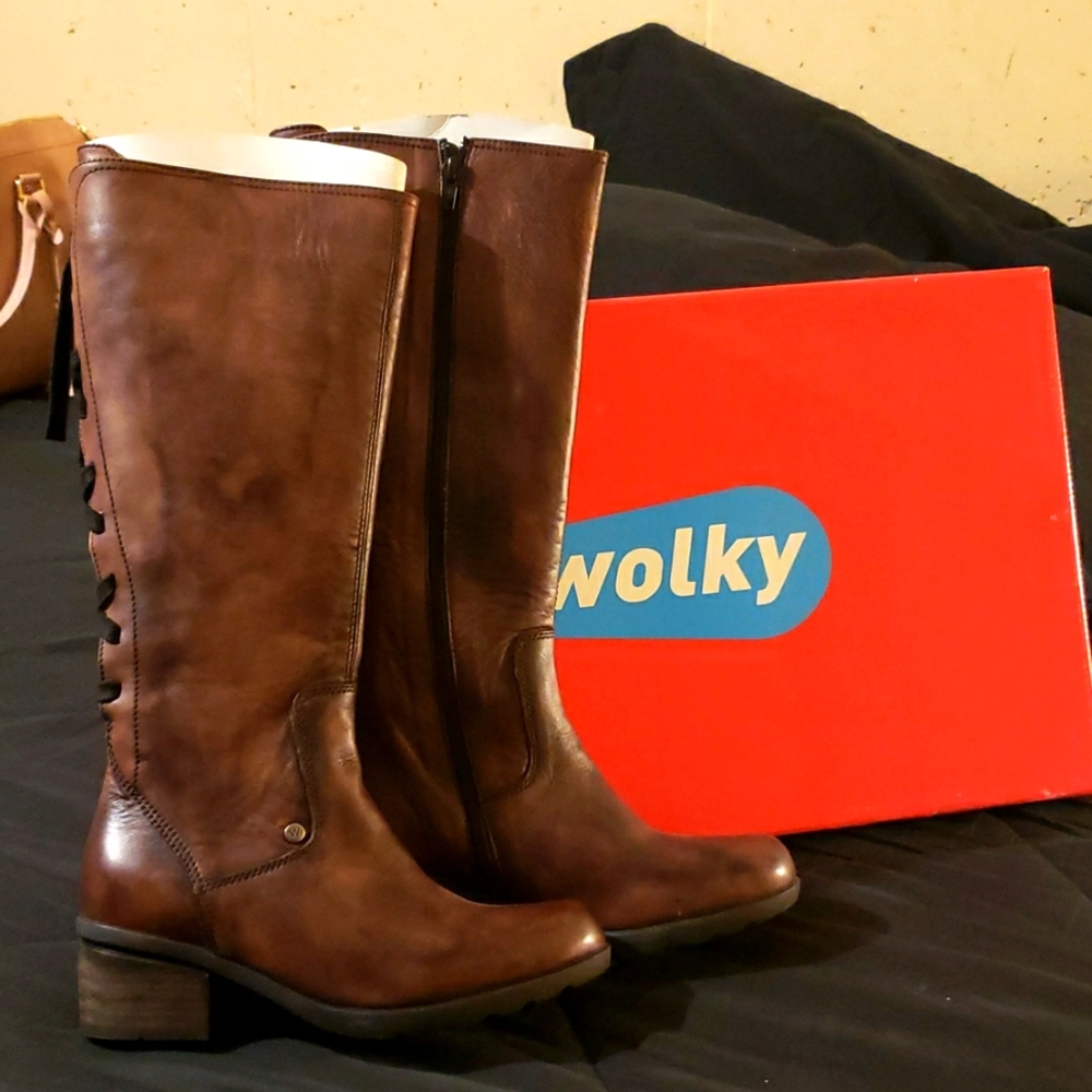 Wonky Hayden cognac leather boots